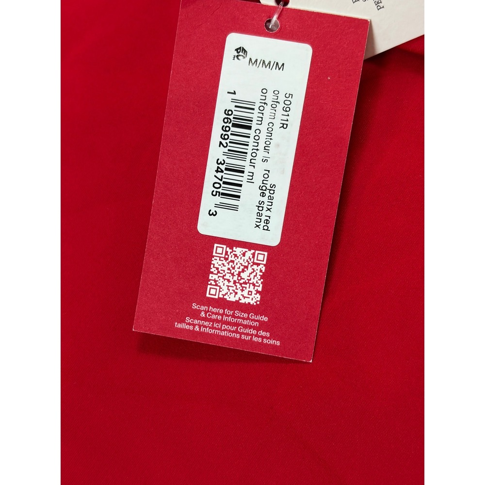 Spanx SPANXsmooth OnForm Long Sleeve Top Red Crew Neck Thumbholes Medium NEW - Picture 11 of 14